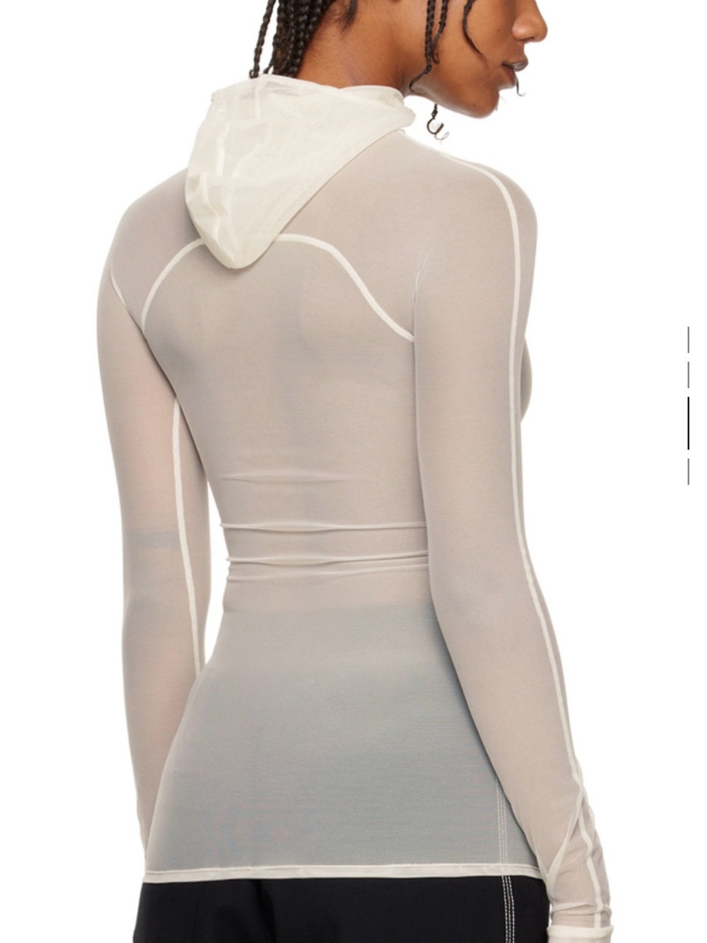 VAARA ivory semi sheer stretch nylon mesh turtleneck size: S